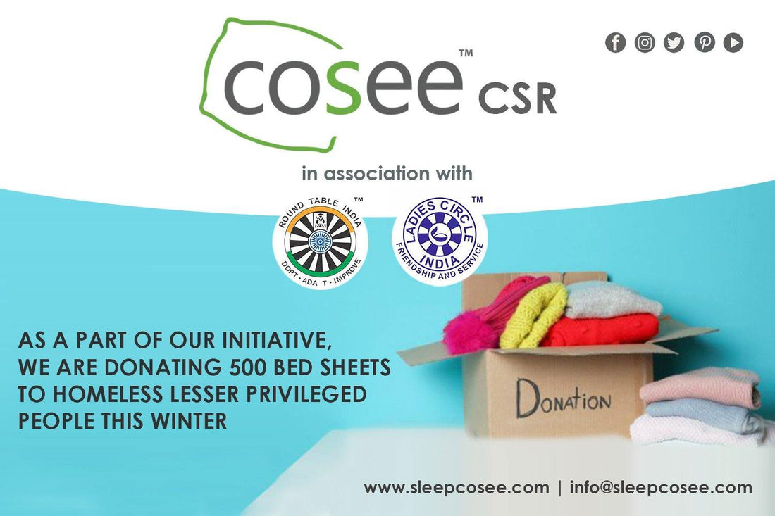 COSEE Winter For Homeless: COSEE Donates 500 Bed Sheets As CSR & Gifts Much Needed Warmth - SleepCosee